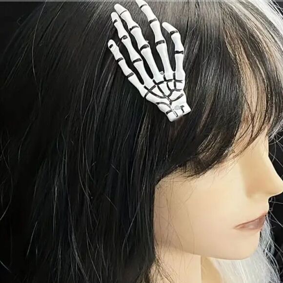 Happy Halloween Skeleton Hands Hair Clips Set of 2! - Picture 4 of 4